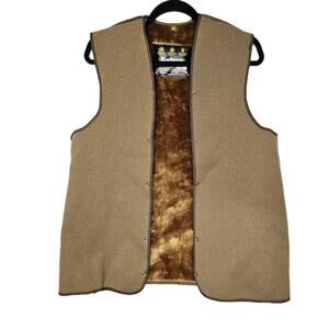 Barbour Brown Snap Lined Vest Men's Mid-Length Casual Regular Solid Outdoor